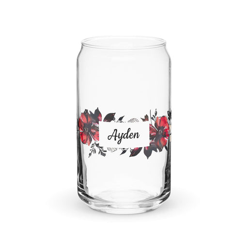 Ayden Exclusive Name Art Piece Can-Shaped Glass Home Office Work Mexican Spanish Pride Gift Cup One-Of-A-Kind Calligraphy Glass | A2 Mexicada 16 oz