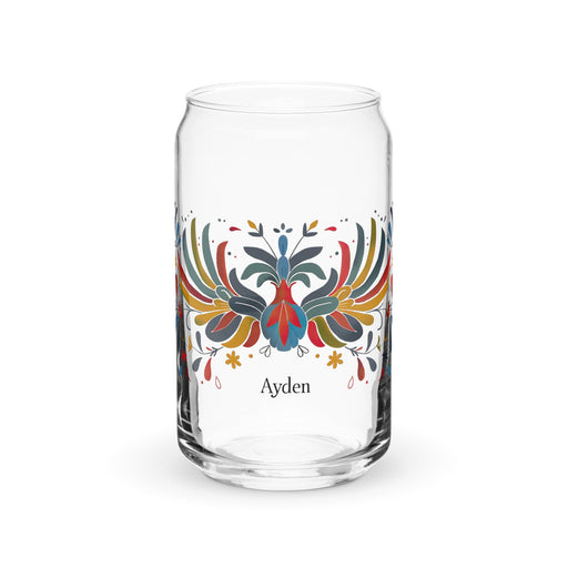 Ayden Exclusive Name Art Piece Can - Shaped Glass Home Office Work Mexican Spanish Pride Gift Cup One - Of - A - Kind Calligraphy Glass | A20 - Mexicada