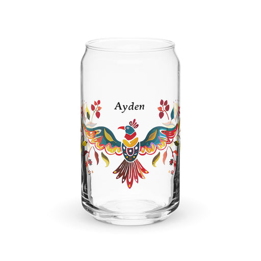 Ayden Exclusive Name Art Piece Can - Shaped Glass Home Office Work Mexican Spanish Pride Gift Cup One - Of - A - Kind Calligraphy Glass | A22 - Mexicada