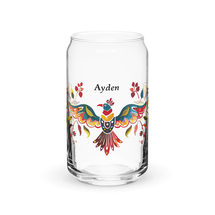 Ayden Exclusive Name Art Piece Can-Shaped Glass Home Office Work Mexican Spanish Pride Gift Cup One-Of-A-Kind Calligraphy Glass | A22 Mexicada 16 oz