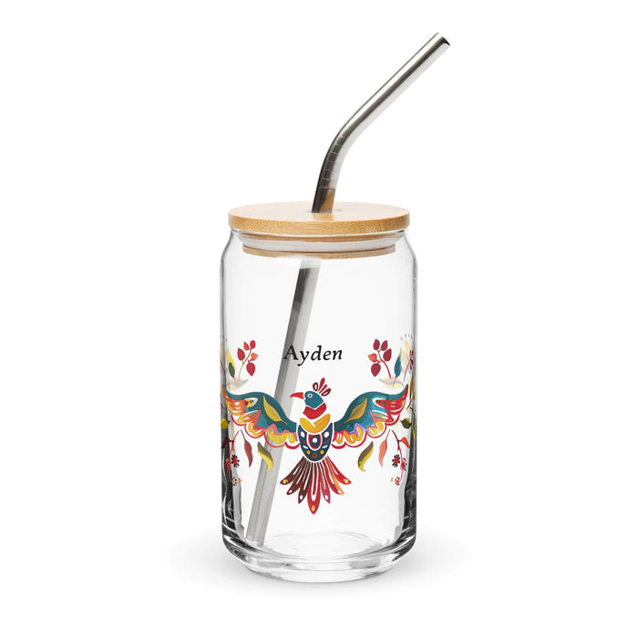 Ayden Exclusive Name Art Piece Can-Shaped Glass Home Office Work Mexican Spanish Pride Gift Cup One-Of-A-Kind Calligraphy Glass | A22 Mexicada 16 oz With Lid & Straw