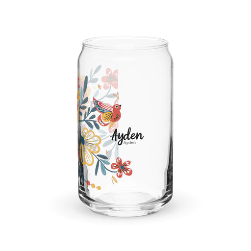 Ayden Exclusive Name Art Piece Can - Shaped Glass Home Office Work Mexican Spanish Pride Gift Cup One - Of - A - Kind Calligraphy Glass | A4 - Mexicada