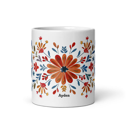 Ayden Exclusive Name Art Piece Home Office Work Coffee Mug Mexican Spanish Pride Gift Cup One - Of - A - Kind Calligraphy White Glossy Mug | A1 - Mexicada