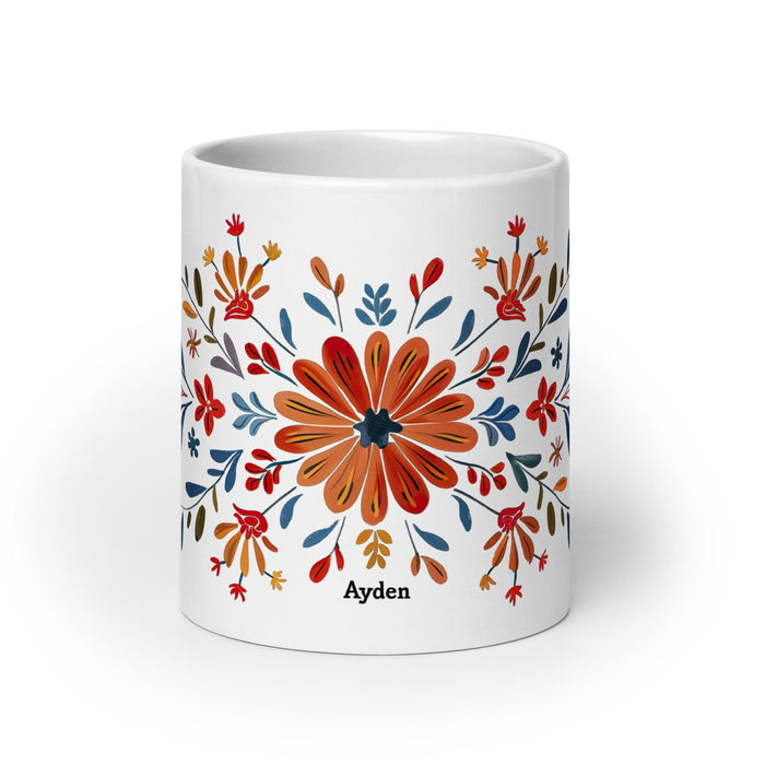 Ayden Exclusive Name Art Piece Home Office Work Coffee Mug Mexican Spanish Pride Gift Cup One-Of-A-Kind Calligraphy White Glossy Mug | A1 Mexicada