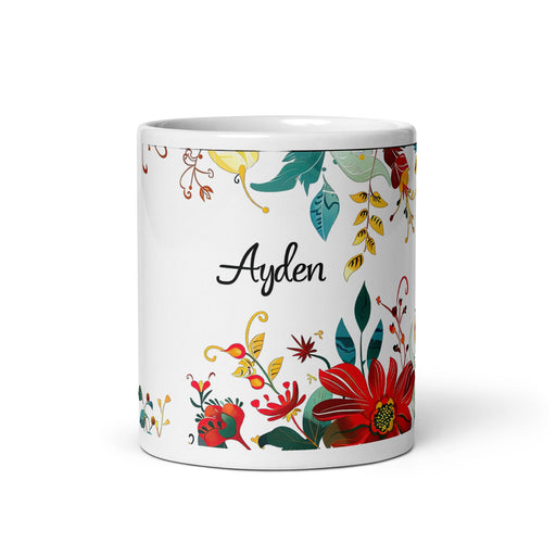 Ayden Exclusive Name Art Piece Home Office Work Coffee Mug Mexican Spanish Pride Gift Cup One - Of - A - Kind Calligraphy White Glossy Mug | A11 - Mexicada