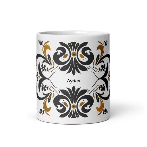 Ayden Exclusive Name Art Piece Home Office Work Coffee Mug Mexican Spanish Pride Gift Cup One - Of - A - Kind Calligraphy White Glossy Mug | A14 - Mexicada