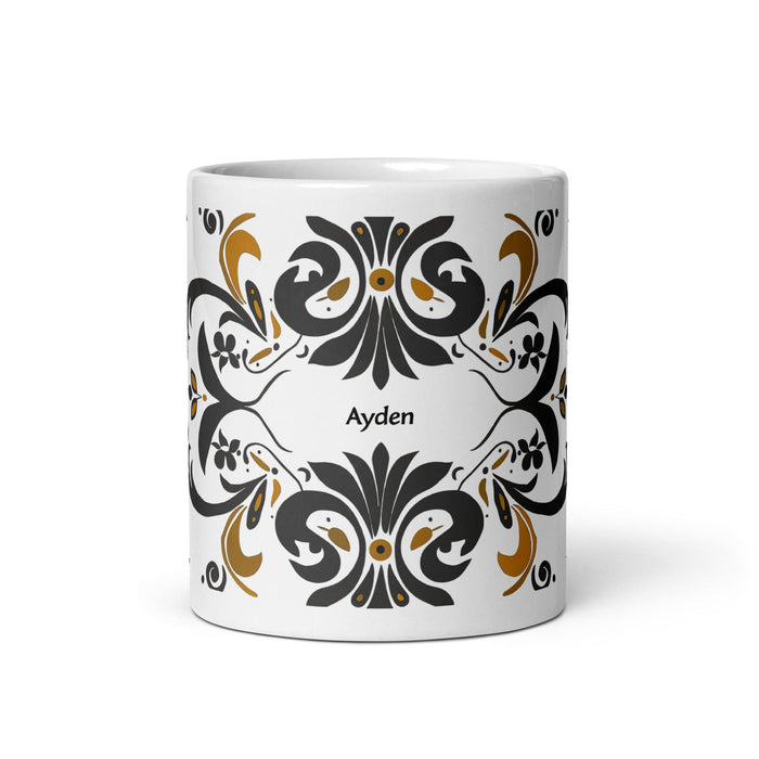 Ayden Exclusive Name Art Piece Home Office Work Coffee Mug Mexican Spanish Pride Gift Cup One-Of-A-Kind Calligraphy White Glossy Mug | A14 Mexicada