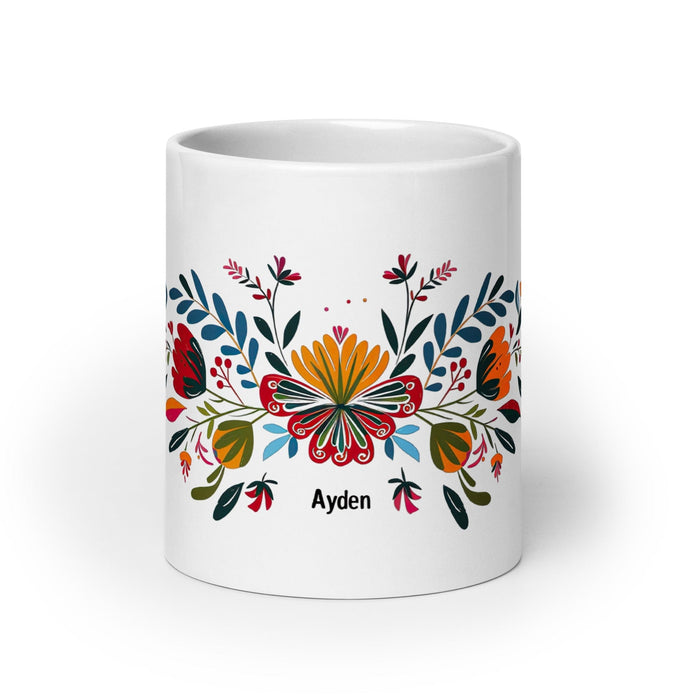 Ayden Exclusive Name Art Piece Home Office Work Coffee Mug Mexican Spanish Pride Gift Cup One-Of-A-Kind Calligraphy White Glossy Mug | A16 Mexicada