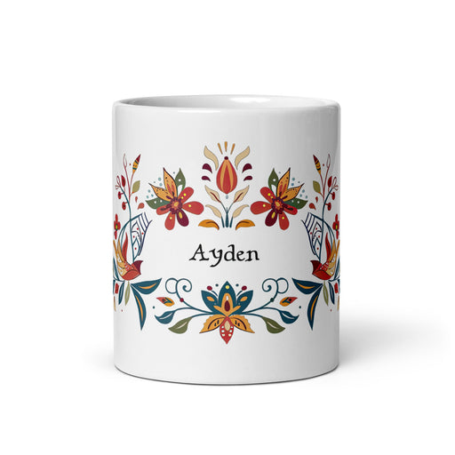 Ayden Exclusive Name Art Piece Home Office Work Coffee Mug Mexican Spanish Pride Gift Cup One - Of - A - Kind Calligraphy White Glossy Mug | A17 - Mexicada