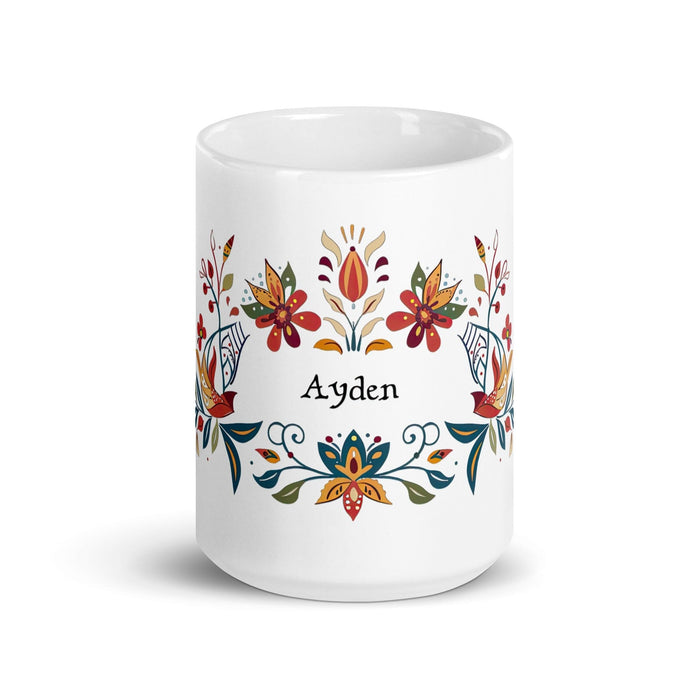 Ayden Exclusive Name Art Piece Home Office Work Coffee Mug Mexican Spanish Pride Gift Cup One-Of-A-Kind Calligraphy White Glossy Mug | A17 Mexicada