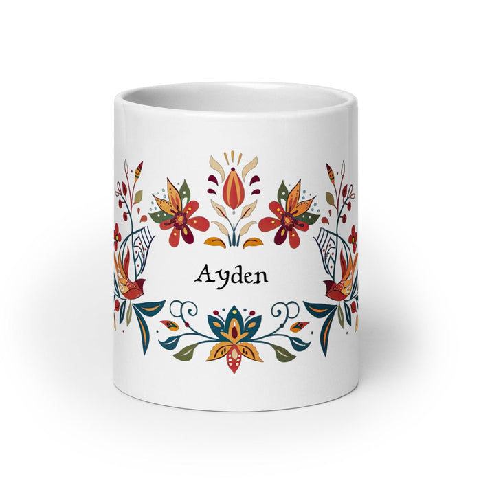 Ayden Exclusive Name Art Piece Home Office Work Coffee Mug Mexican Spanish Pride Gift Cup One-Of-A-Kind Calligraphy White Glossy Mug | A17 Mexicada