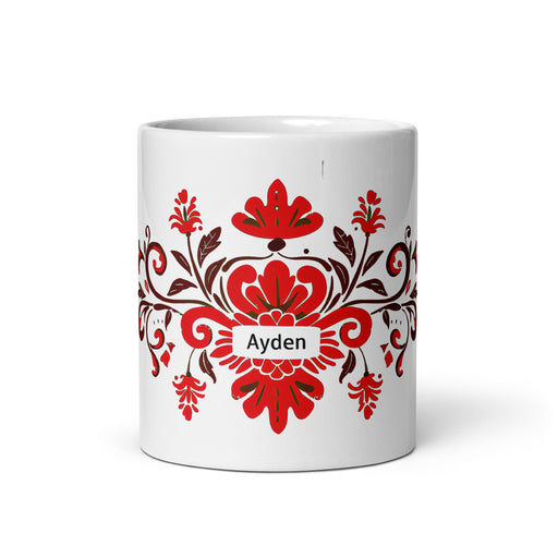 Ayden Exclusive Name Art Piece Home Office Work Coffee Mug Mexican Spanish Pride Gift Cup One - Of - A - Kind Calligraphy White Glossy Mug | A18 - Mexicada