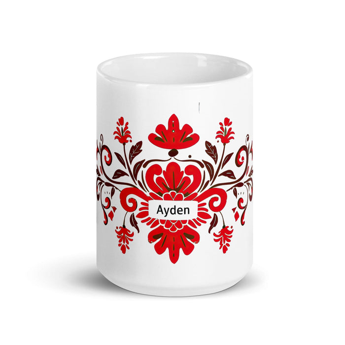 Ayden Exclusive Name Art Piece Home Office Work Coffee Mug Mexican Spanish Pride Gift Cup One-Of-A-Kind Calligraphy White Glossy Mug | A18 Mexicada