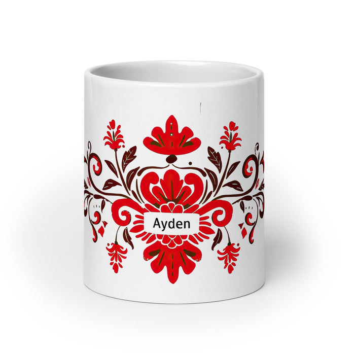 Ayden Exclusive Name Art Piece Home Office Work Coffee Mug Mexican Spanish Pride Gift Cup One-Of-A-Kind Calligraphy White Glossy Mug | A18 Mexicada