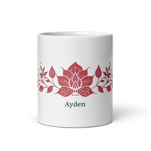 Ayden Exclusive Name Art Piece Home Office Work Coffee Mug Mexican Spanish Pride Gift Cup One - Of - A - Kind Calligraphy White Glossy Mug | A19 - Mexicada