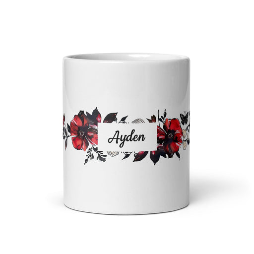 Ayden Exclusive Name Art Piece Home Office Work Coffee Mug Mexican Spanish Pride Gift Cup One-Of-A-Kind Calligraphy White Glossy Mug | A2 Mexicada