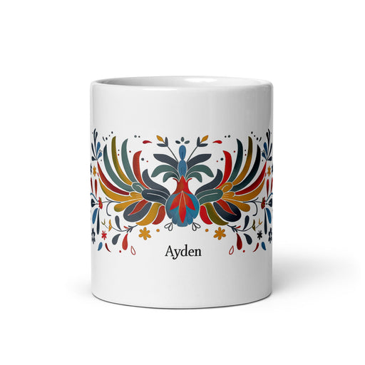 Ayden Exclusive Name Art Piece Home Office Work Coffee Mug Mexican Spanish Pride Gift Cup One - Of - A - Kind Calligraphy White Glossy Mug | A20 - Mexicada