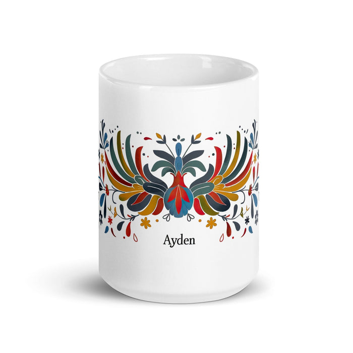 Ayden Exclusive Name Art Piece Home Office Work Coffee Mug Mexican Spanish Pride Gift Cup One-Of-A-Kind Calligraphy White Glossy Mug | A20 Mexicada