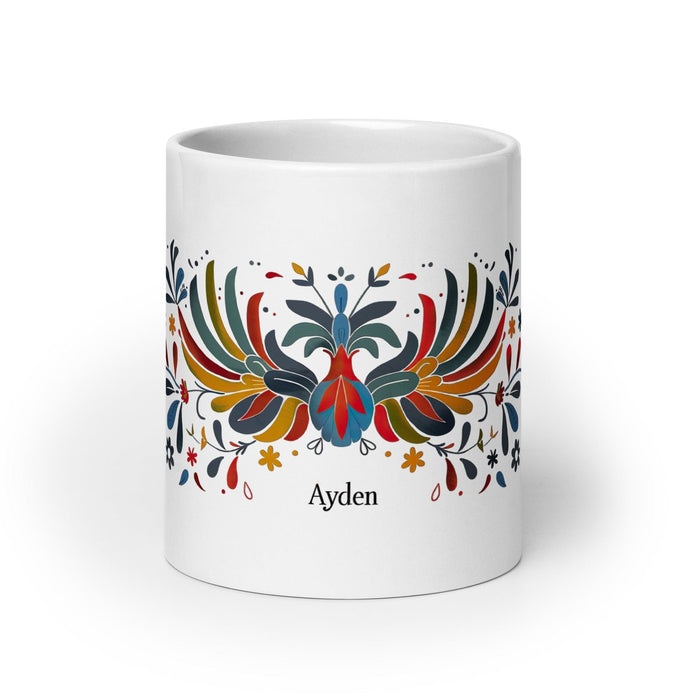 Ayden Exclusive Name Art Piece Home Office Work Coffee Mug Mexican Spanish Pride Gift Cup One-Of-A-Kind Calligraphy White Glossy Mug | A20 Mexicada