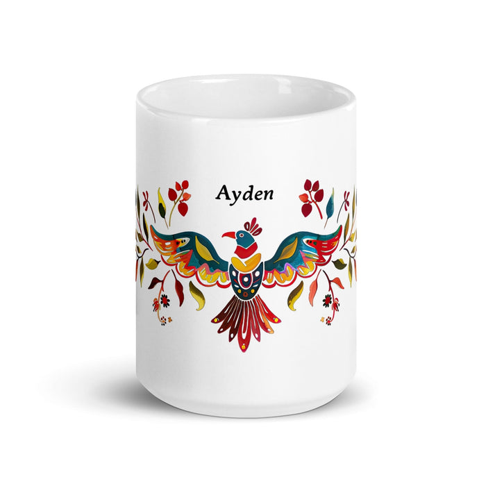 Ayden Exclusive Name Art Piece Home Office Work Coffee Mug Mexican Spanish Pride Gift Cup One-Of-A-Kind Calligraphy White Glossy Mug | A22 Mexicada