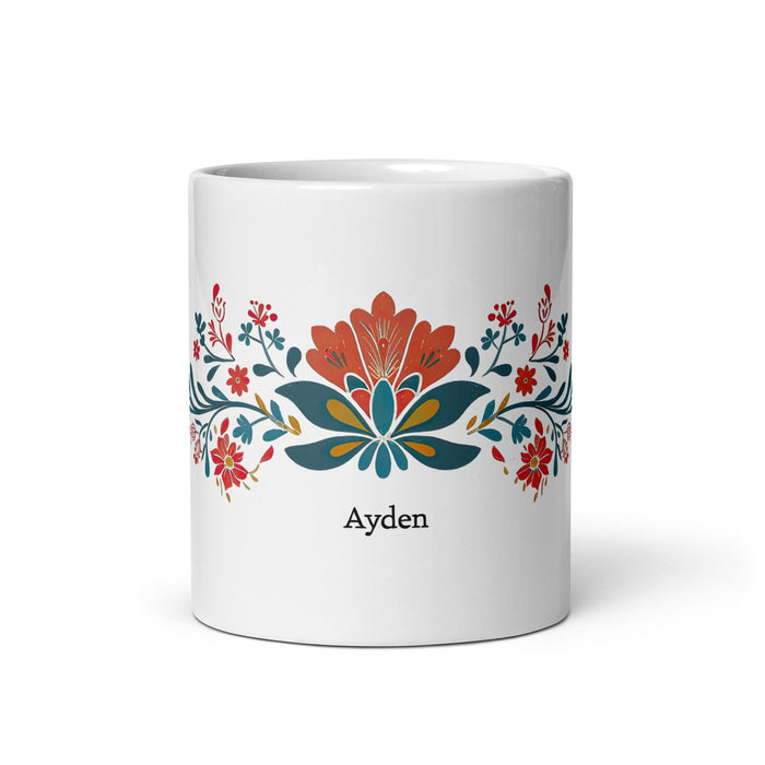 Ayden Exclusive Name Art Piece Home Office Work Coffee Mug Mexican Spanish Pride Gift Cup One-Of-A-Kind Calligraphy White Glossy Mug | A6 Mexicada