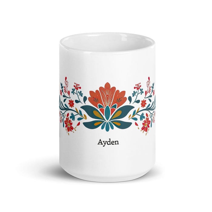 Ayden Exclusive Name Art Piece Home Office Work Coffee Mug Mexican Spanish Pride Gift Cup One-Of-A-Kind Calligraphy White Glossy Mug | A6 Mexicada