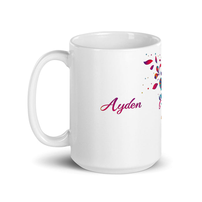 Ayden Exclusive Name Art Piece Home Office Work Coffee Mug Mexican Spanish Pride Gift Cup One-Of-A-Kind Calligraphy White Glossy Mug | A8 Mexicada