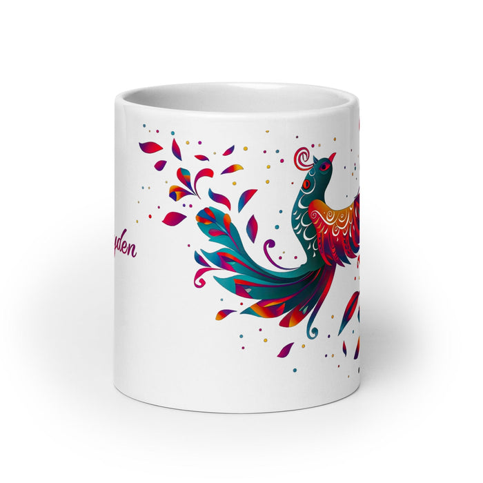 Ayden Exclusive Name Art Piece Home Office Work Coffee Mug Mexican Spanish Pride Gift Cup One-Of-A-Kind Calligraphy White Glossy Mug | A8 Mexicada