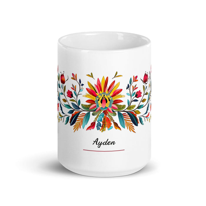 Ayden Exclusive Name Art Piece Home Office Work Coffee Mug Mexican Spanish Pride Gift Cup One-Of-A-Kind Calligraphy White Glossy Mug | A9 Mexicada