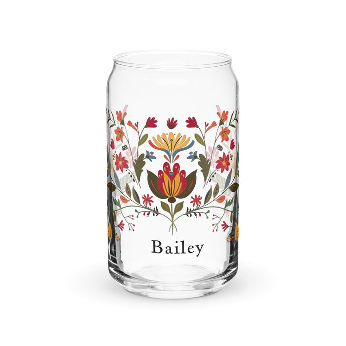 Bailey Exclusive Name Art Piece Can-Shaped Glass Home Office Work Mexican Spanish Pride Gift Cup One-Of-A-Kind Calligraphy Glass | B1 Mexicada 16 oz (No Lid No Straw)