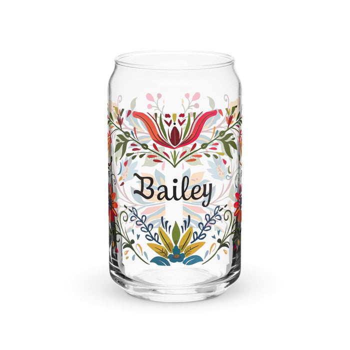 Bailey Exclusive Name Art Piece Can-Shaped Glass Home Office Work Mexican Spanish Pride Gift Cup One-Of-A-Kind Calligraphy Glass | B10 Mexicada 16 oz (No Lid No Straw)