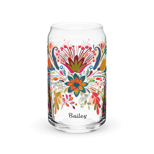 Bailey Exclusive Name Art Piece Can-Shaped Glass Home Office Work Mexican Spanish Pride Gift Cup One-Of-A-Kind Calligraphy Glass | B14 Mexicada 16 oz