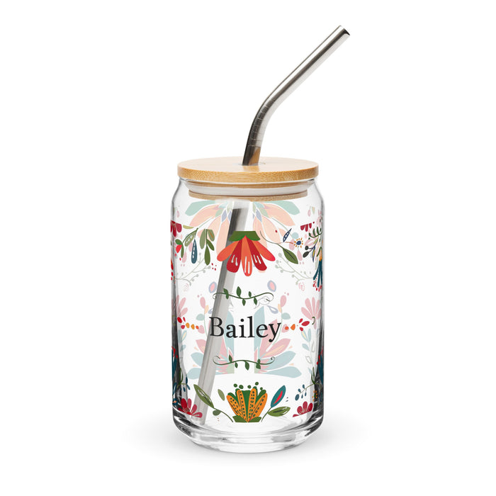 Bailey Exclusive Name Art Piece Can - Shaped Glass Home Office Work Mexican Spanish Pride Gift Cup One - Of - A - Kind Calligraphy Glass | B16 - Mexicada