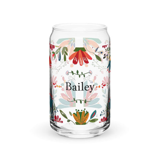 Bailey Exclusive Name Art Piece Can-Shaped Glass Home Office Work Mexican Spanish Pride Gift Cup One-Of-A-Kind Calligraphy Glass | B16 Mexicada 16 oz