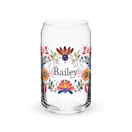 Bailey Exclusive Name Art Piece Can-Shaped Glass Home Office Work Mexican Spanish Pride Gift Cup One-Of-A-Kind Calligraphy Glass | B18 Mexicada 16 oz