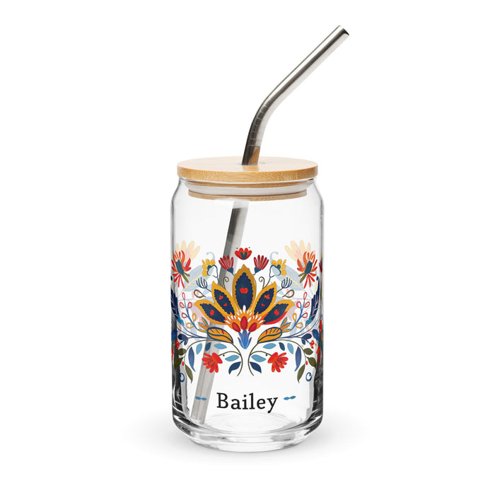 Bailey Exclusive Name Art Piece Can - Shaped Glass Home Office Work Mexican Spanish Pride Gift Cup One - Of - A - Kind Calligraphy Glass | B19 - Mexicada