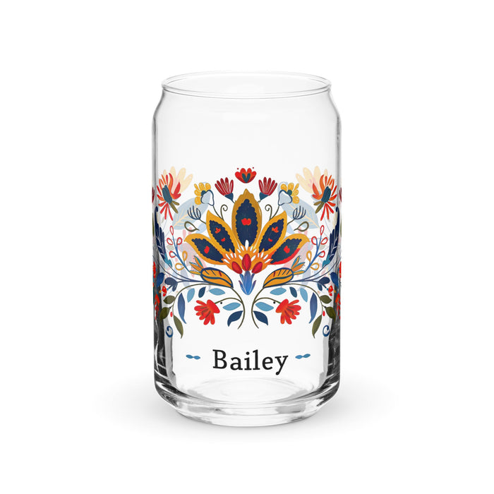 Bailey Exclusive Name Art Piece Can - Shaped Glass Home Office Work Mexican Spanish Pride Gift Cup One - Of - A - Kind Calligraphy Glass | B19 - Mexicada