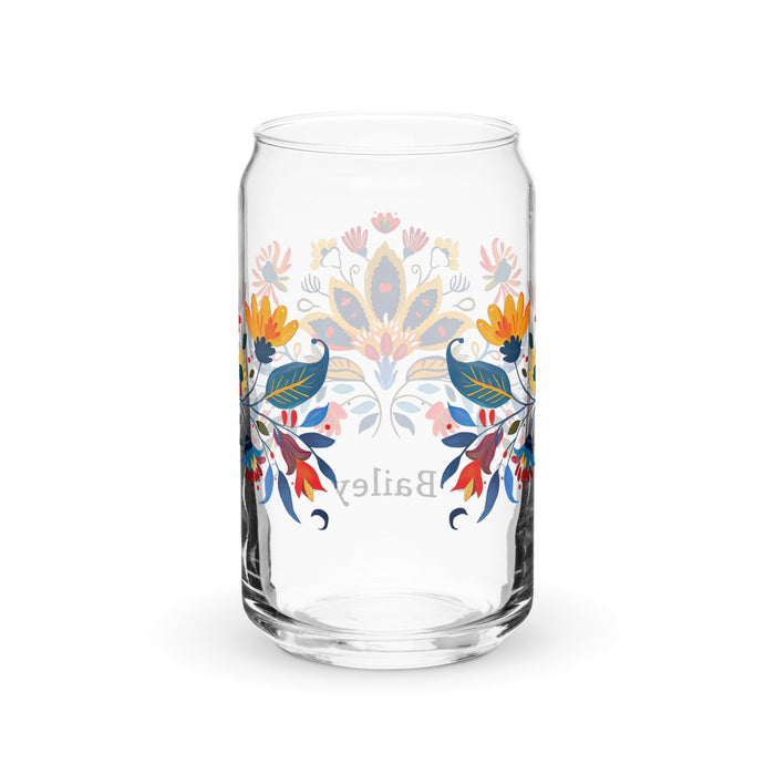 Bailey Exclusive Name Art Piece Can - Shaped Glass Home Office Work Mexican Spanish Pride Gift Cup One - Of - A - Kind Calligraphy Glass | B19 - Mexicada