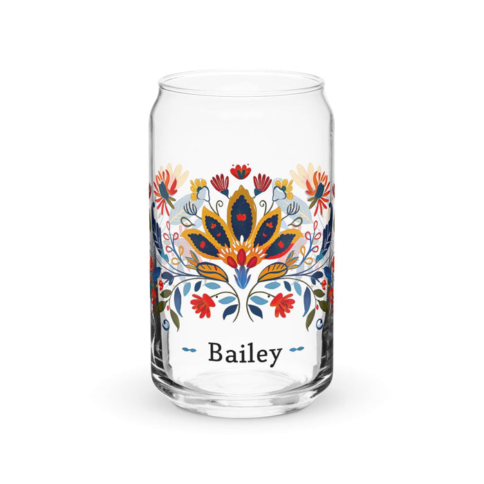 Bailey Exclusive Name Art Piece Can-Shaped Glass Home Office Work Mexican Spanish Pride Gift Cup One-Of-A-Kind Calligraphy Glass | B19 Mexicada 16 oz