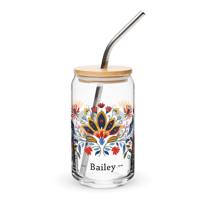 Bailey Exclusive Name Art Piece Can-Shaped Glass Home Office Work Mexican Spanish Pride Gift Cup One-Of-A-Kind Calligraphy Glass | B19 Mexicada 16 oz With Lid & Straw