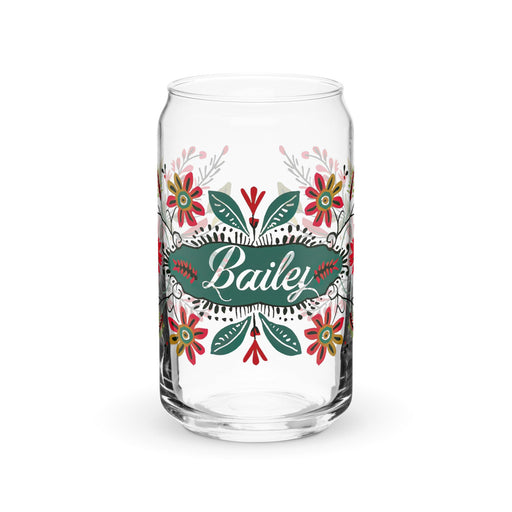 Bailey Exclusive Name Art Piece Can - Shaped Glass Home Office Work Mexican Spanish Pride Gift Cup One - Of - A - Kind Calligraphy Glass | B20 - Mexicada