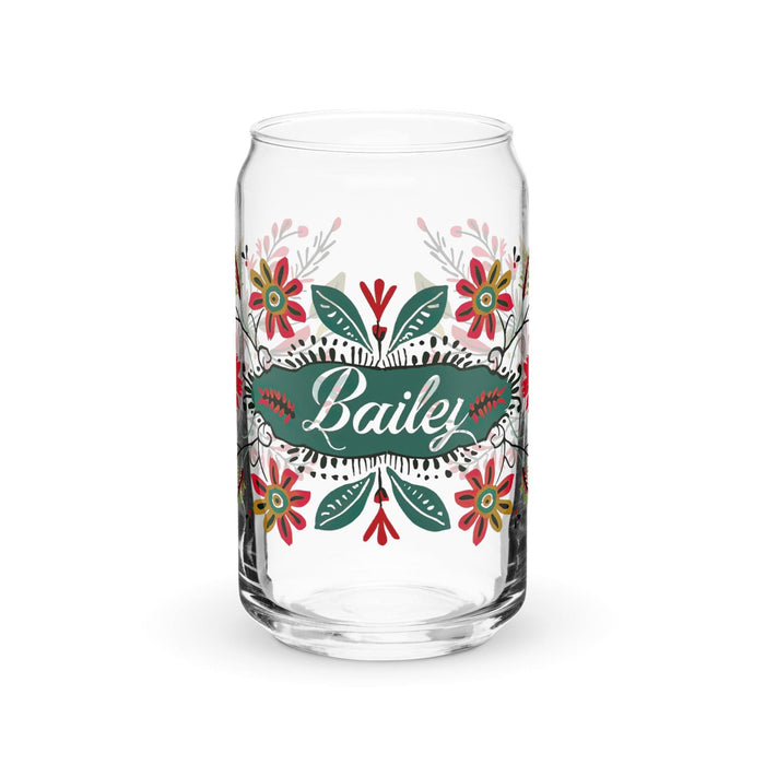 Bailey Exclusive Name Art Piece Can-Shaped Glass Home Office Work Mexican Spanish Pride Gift Cup One-Of-A-Kind Calligraphy Glass | B20 Mexicada 16 oz