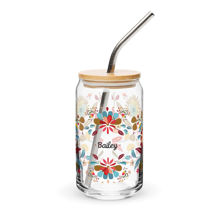 Bailey Exclusive Name Art Piece Can-Shaped Glass Home Office Work Mexican Spanish Pride Gift Cup One-Of-A-Kind Calligraphy Glass | B23 Mexicada 16 oz With Lid & Straw