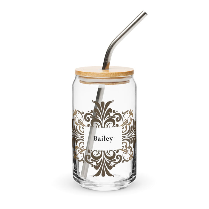 Bailey Exclusive Name Art Piece Can - Shaped Glass Home Office Work Mexican Spanish Pride Gift Cup One - Of - A - Kind Calligraphy Glass | B24 - Mexicada