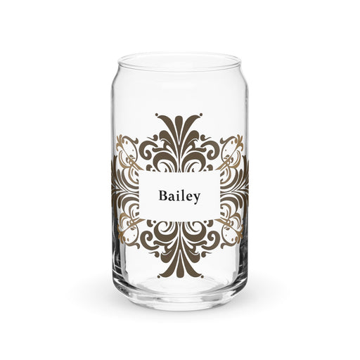 Bailey Exclusive Name Art Piece Can - Shaped Glass Home Office Work Mexican Spanish Pride Gift Cup One - Of - A - Kind Calligraphy Glass | B24 - Mexicada