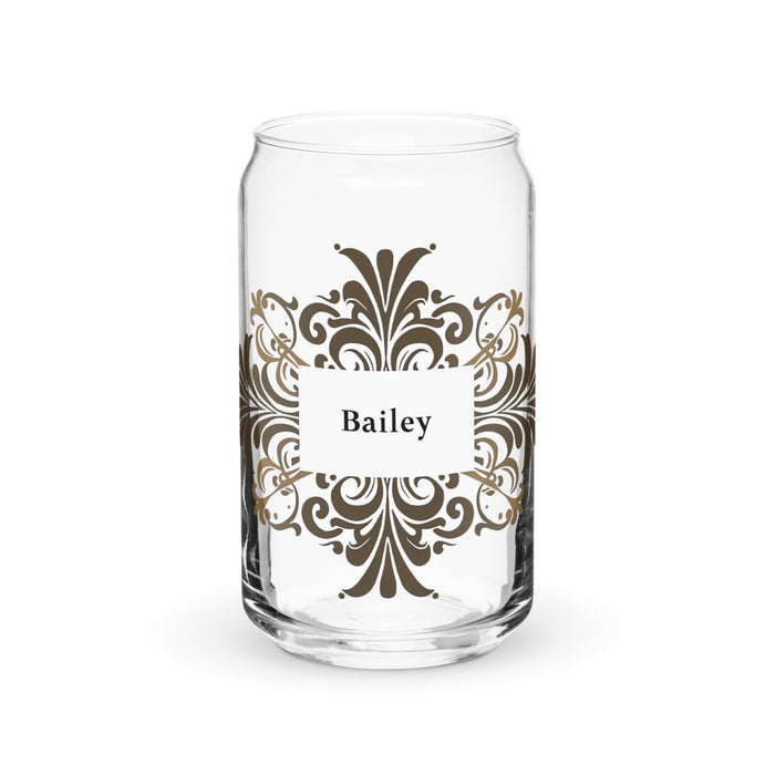 Bailey Exclusive Name Art Piece Can - Shaped Glass Home Office Work Mexican Spanish Pride Gift Cup One - Of - A - Kind Calligraphy Glass | B24 - Mexicada