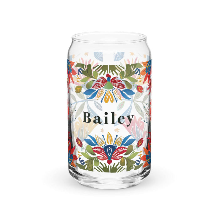 Bailey Exclusive Name Art Piece Can-Shaped Glass Home Office Work Mexican Spanish Pride Gift Cup One-Of-A-Kind Calligraphy Glass | B8 Mexicada 16 oz (No Lid No Straw)