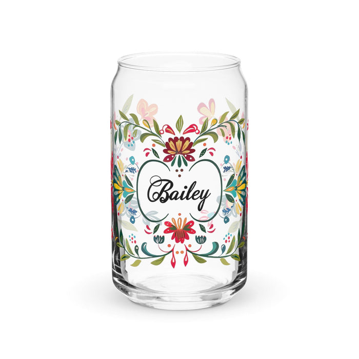 Bailey Exclusive Name Art Piece Can-Shaped Glass Home Office Work Mexican Spanish Pride Gift Cup One-Of-A-Kind Calligraphy Glass | B9 Mexicada 16 oz (No Lid No Straw)