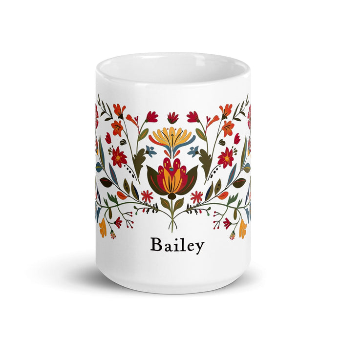 Bailey Exclusive Name Art Piece Home Office Work Coffee Mug Mexican Spanish Pride Gift Cup One-Of-A-Kind Calligraphy White Glossy Mug | B1 Mexicada