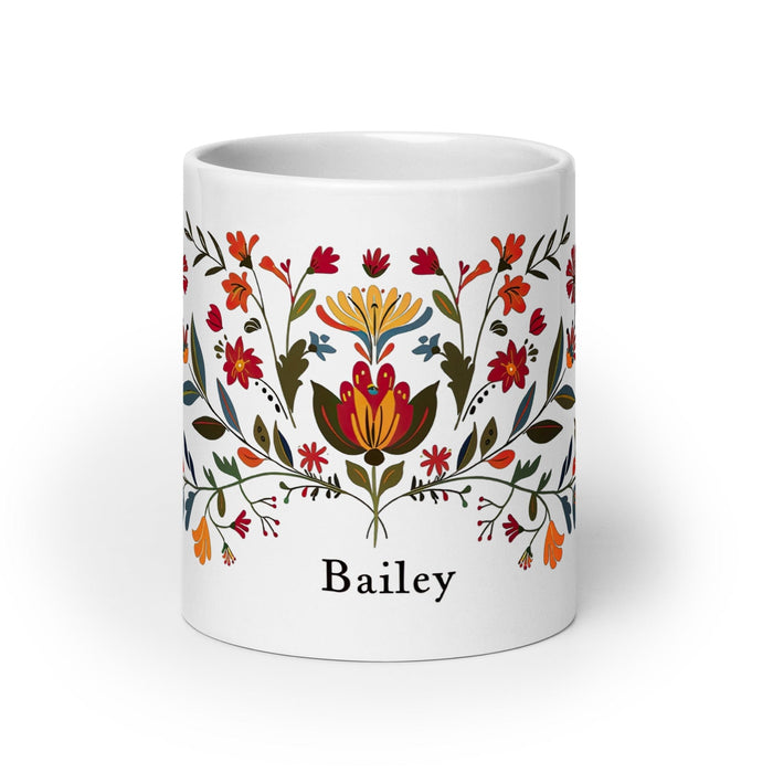 Bailey Exclusive Name Art Piece Home Office Work Coffee Mug Mexican Spanish Pride Gift Cup One-Of-A-Kind Calligraphy White Glossy Mug | B1 Mexicada